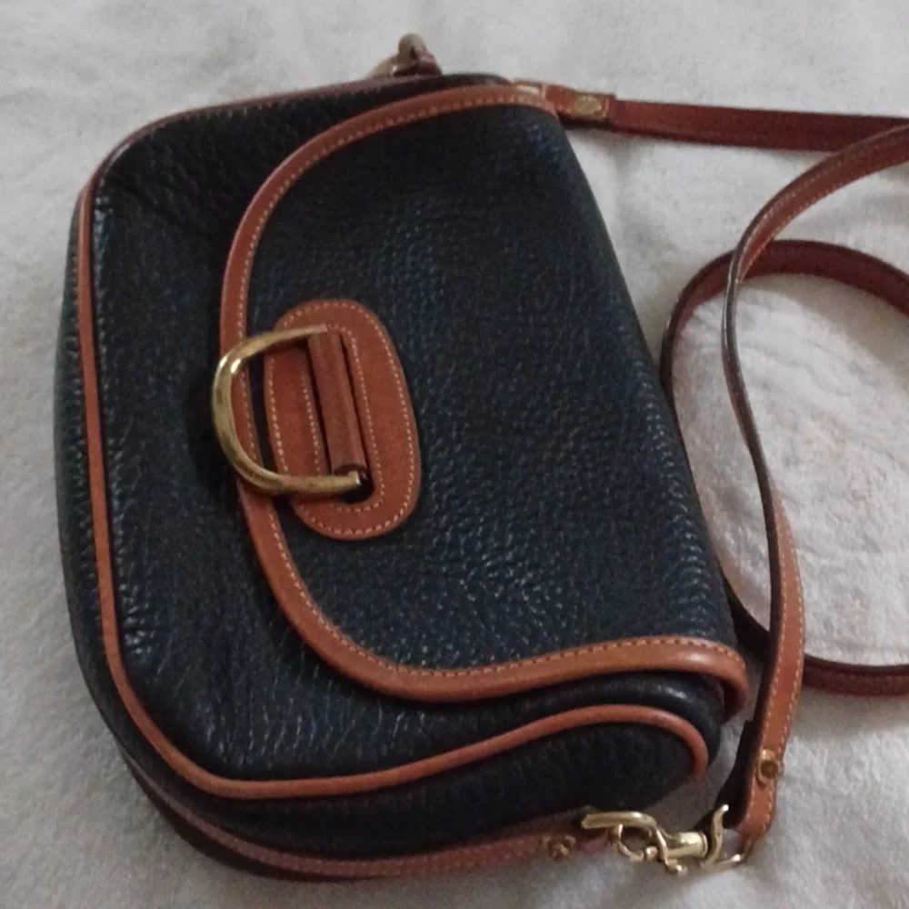 Dooney & Bourke Pebbled Leather Black/ Brown Leather Crossbody - Picture 6 of 11